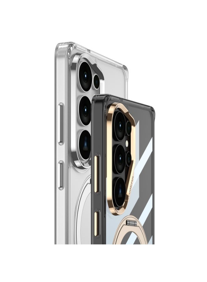 GKK Magnetic Transparent protection cover with Rotating Kickstand for Samsung Galaxy S26 Ultra (2026) Hard PC and TPU Compatible with Magsafe Wireless Charger and non-slip edges, anti-yellowing, Slim and Shockproof - Clear - Image 2